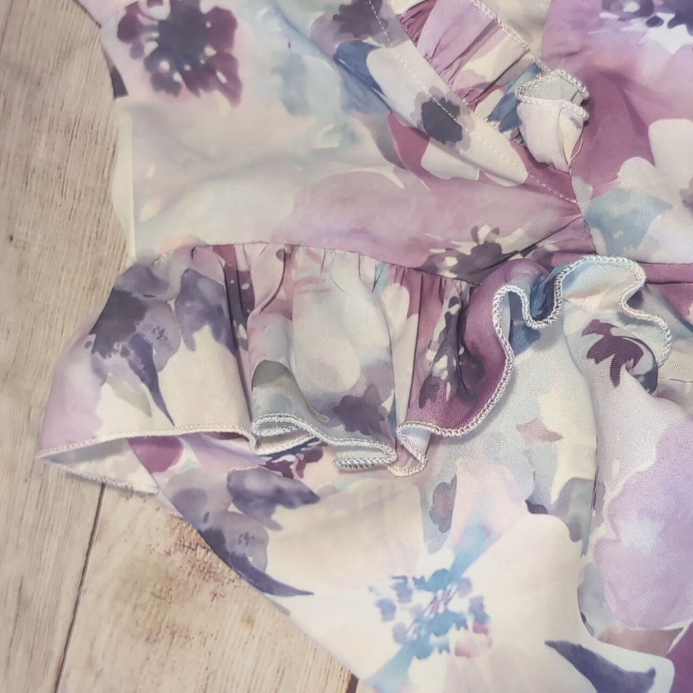 PrettyLittleThing Ruffle Babydoll Floral Corset Style Top Size 4 Mini Dress - Picture 4 of 16